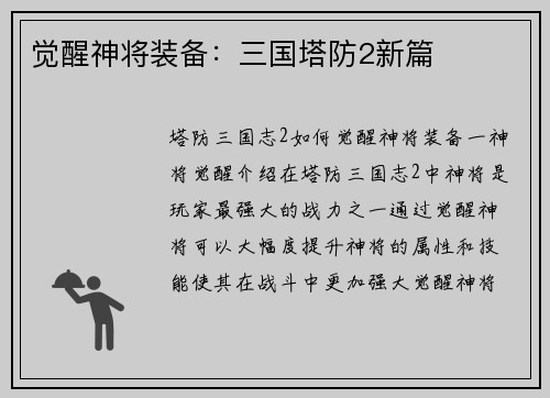 觉醒神将装备：三国塔防2新篇